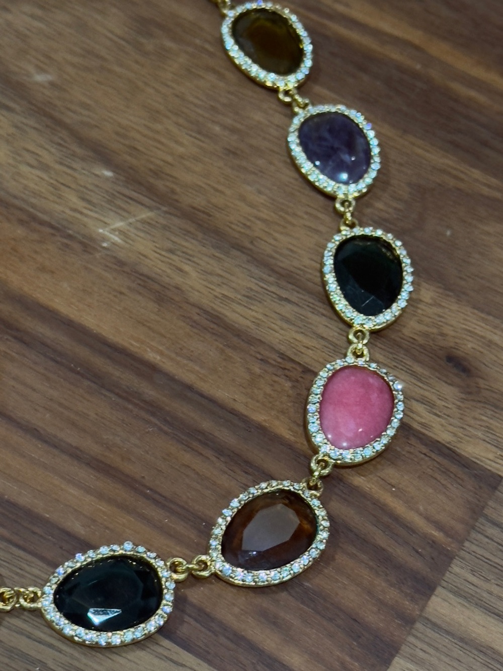 LAUREN RALPH LAUREN MULTICOLOR CRYSTAL PAVE NECKLACE WITHOUT BOX - Picture 3 of 6